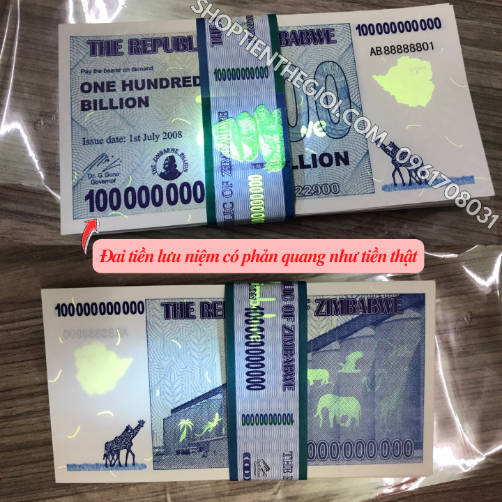 Tiền Lưu Niệm 100 Tỷ Zimbabwe Hình Hưu Cao Cổ - SP006002